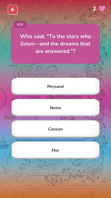 Captures d'écran de A Court of Thorns and Quizzes