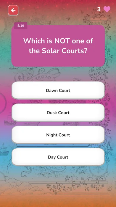 Captures d'écran de A Court of Thorns and Quizzes