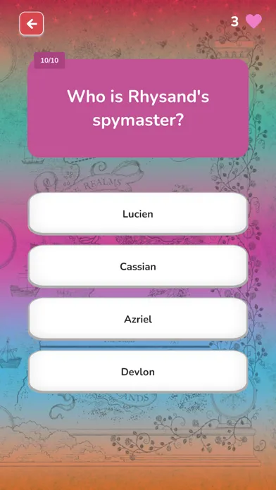 Captures d'écran de A Court of Thorns and Quizzes