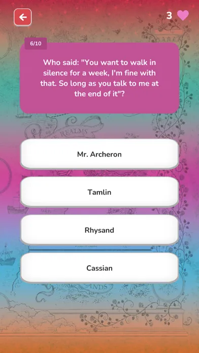 Captures d'écran de A Court of Thorns and Quizzes