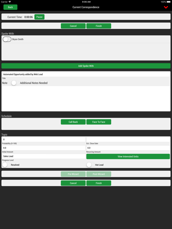 Zrzuty ekranu Lizzy CRM iPad 