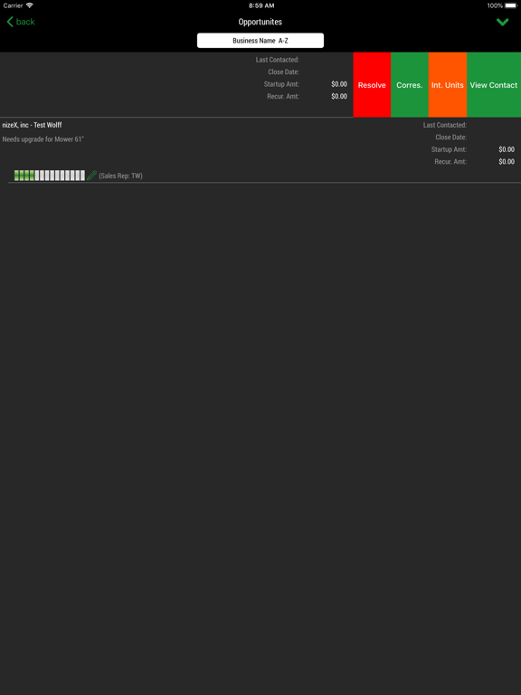 Zrzuty ekranu Lizzy CRM iPad 
