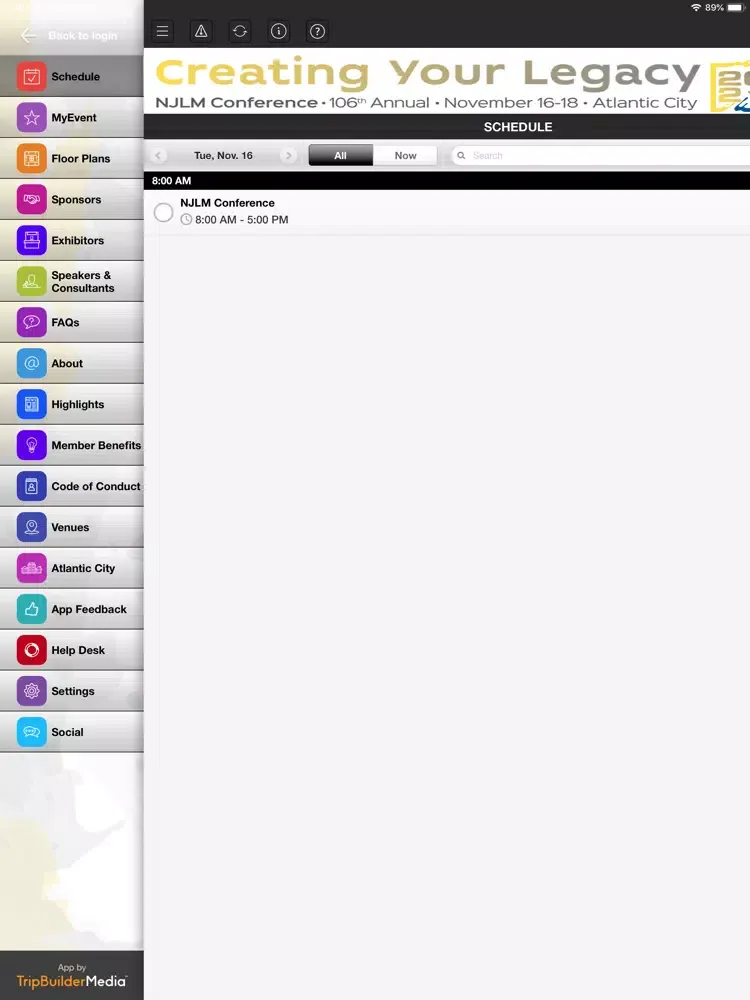 Ảnh chụp màn hình của 2021 NJLM Annual Conference iPad 