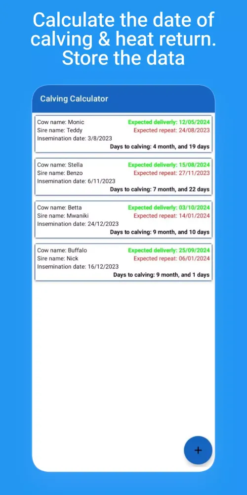 Cow Gestation Calculator Screenshots