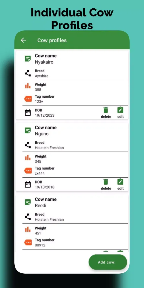 Dairy Cattle Management App স্ক্রিনশট