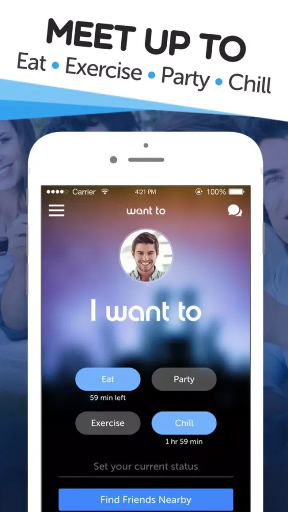 Tangkapan layar Want To - Find Friends & Meet New People Near You!