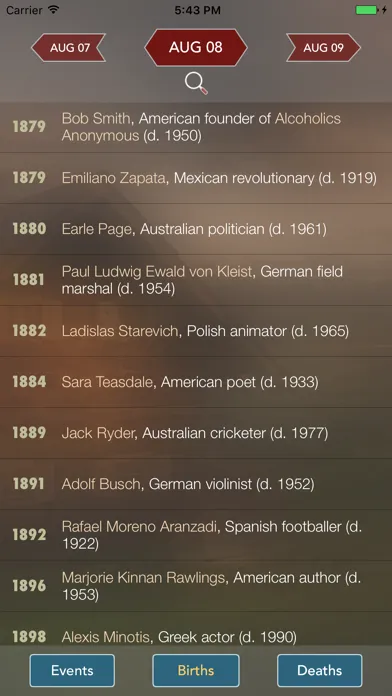 Captures d'écran de History Events - On this day
