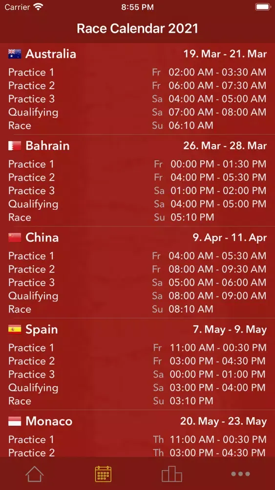 Race Calendar 2021 스크린샷
