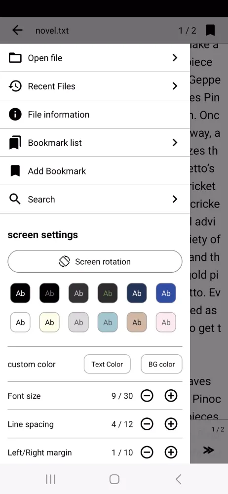 Tangkapan layar Readbook - Text Viewer