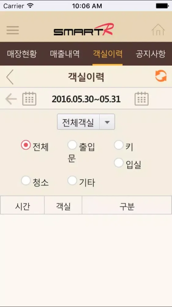 Tangkapan skrin 스마트알 객실관리