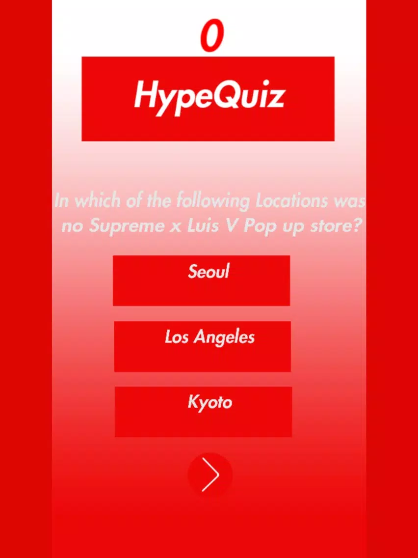 Tangkapan skrin HypeQuiz Hypebeast Trivia iPad 