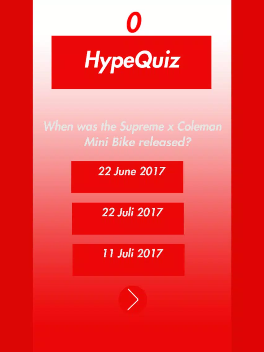 Tangkapan skrin HypeQuiz Hypebeast Trivia iPad 