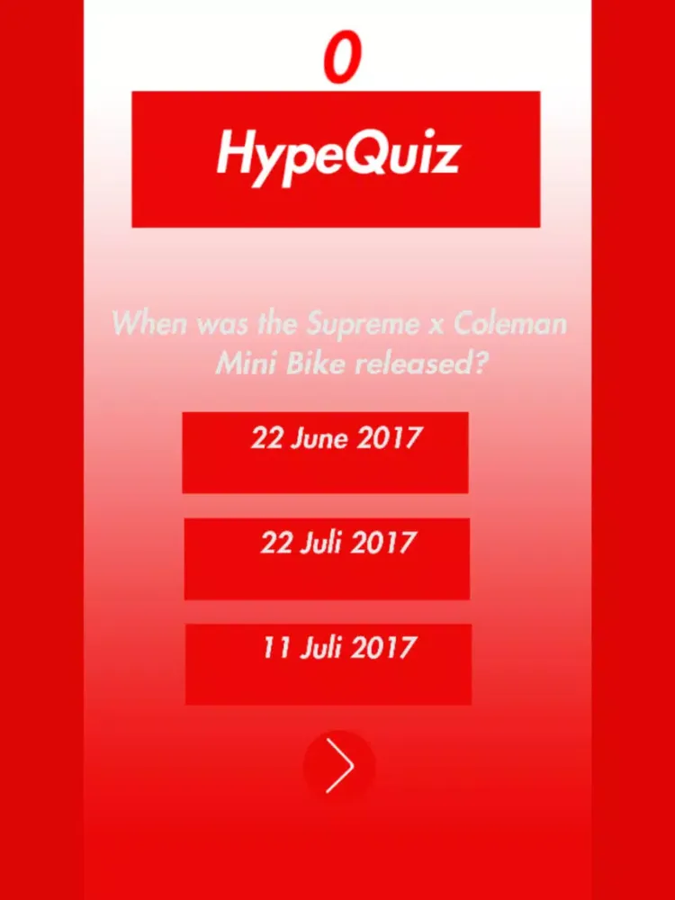 ภาพหน้าจอของ HypeQuiz Hypebeast Trivia iPad 