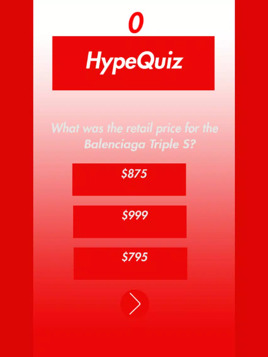 Tangkapan skrin HypeQuiz Hypebeast Trivia iPad 