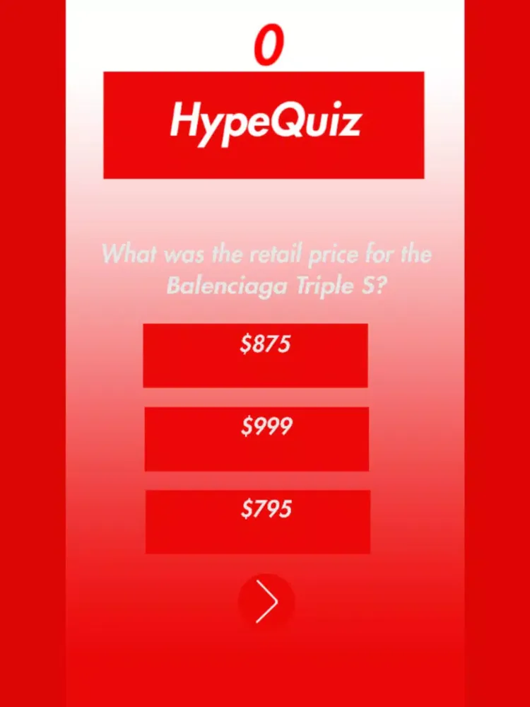 ภาพหน้าจอของ HypeQuiz Hypebeast Trivia iPad 