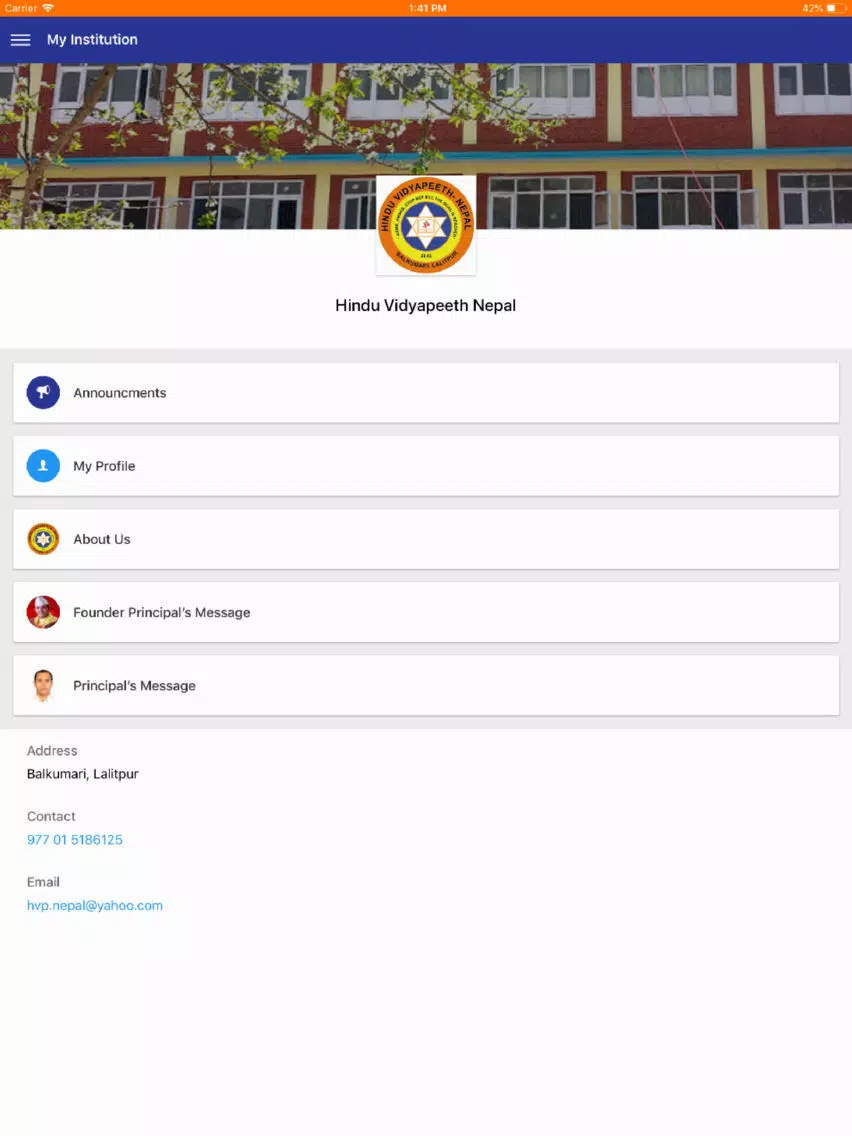 Hindu Vidyapeeth Nepal iPad  Screenshots