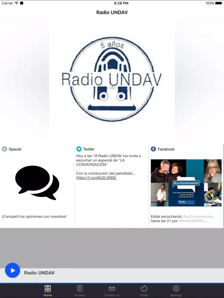 Captures d'écran de Radio UNDAV iPad 