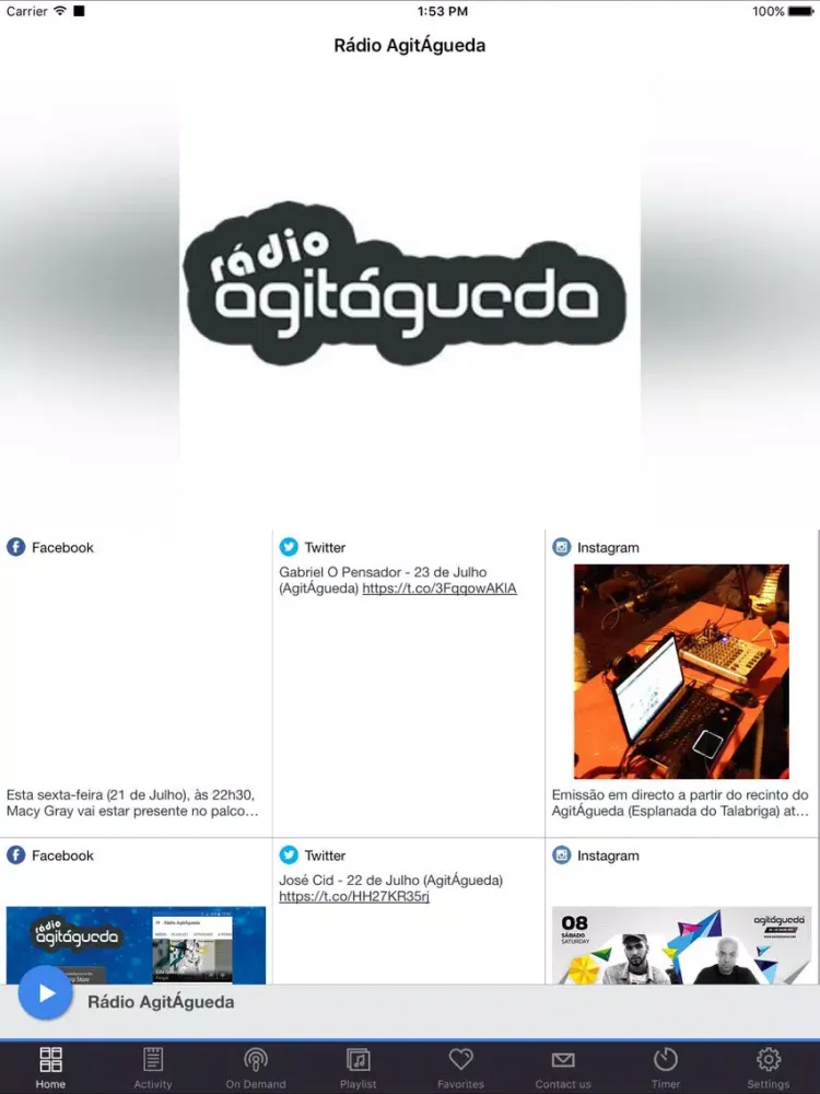 Capturas de tela do Rádio AgitÁgueda iPad 
