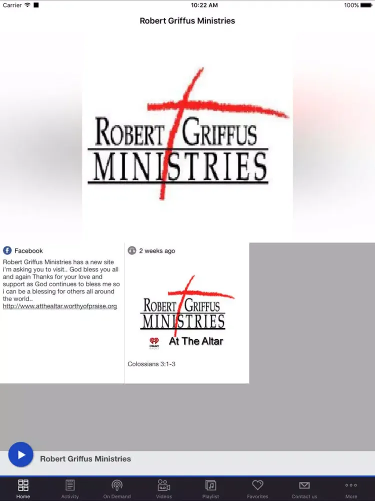 Robert Griffus Ministries iPad 应用截图