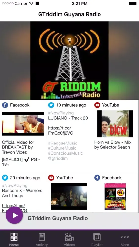 Screenshot di GTriddim Guyana Radio