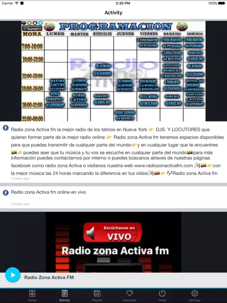Radio Zona Activa FM iPad 应用截图