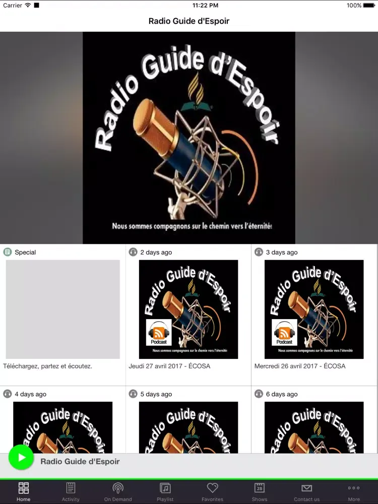 ภาพหน้าจอของ Radio Guide d'Espoir iPad 