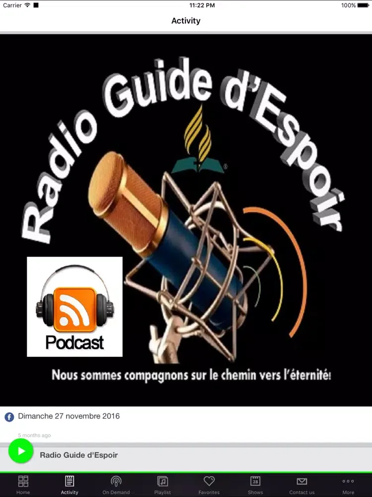 ภาพหน้าจอของ Radio Guide d'Espoir iPad 