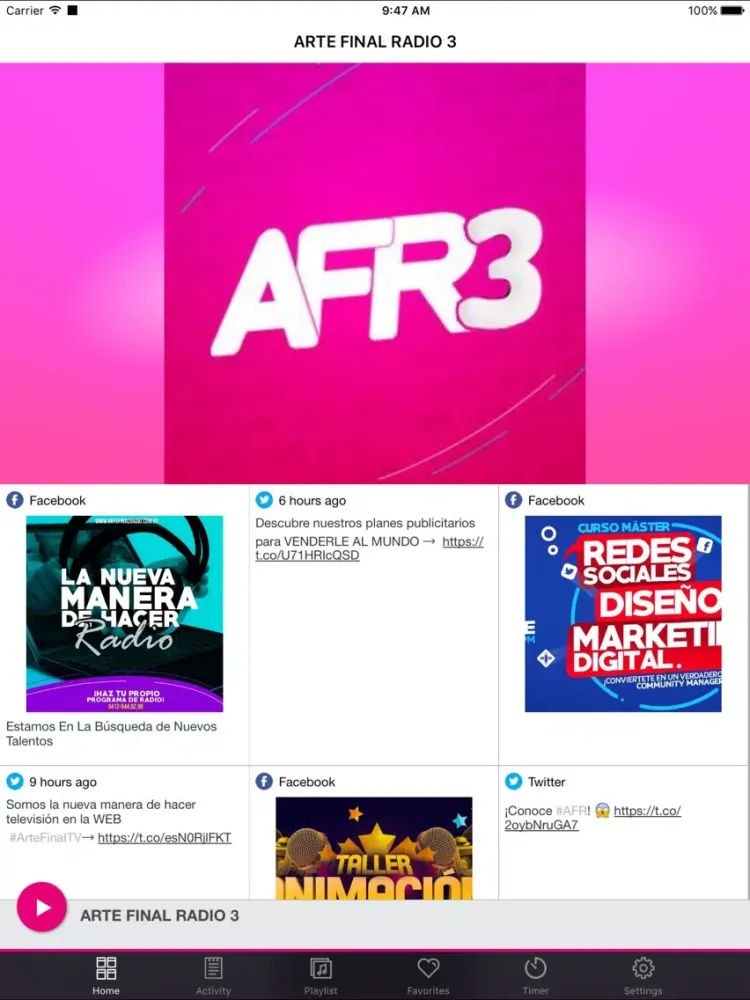 Tangkapan skrin ARTE FINAL RADIO 3 iPad 