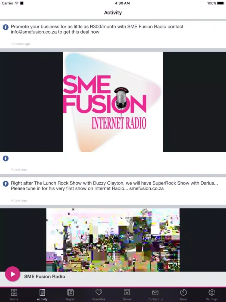 Capturas de tela do SME Fusion Radio iPad 
