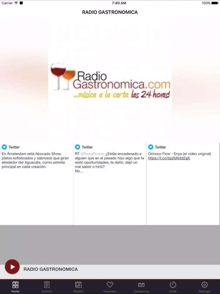 Tangkapan layar RADIO GASTRONOMICA iPad 