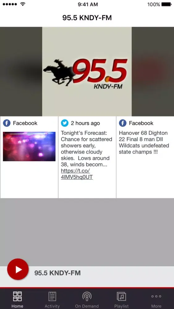 95.5 KNDY-FM 스크린샷