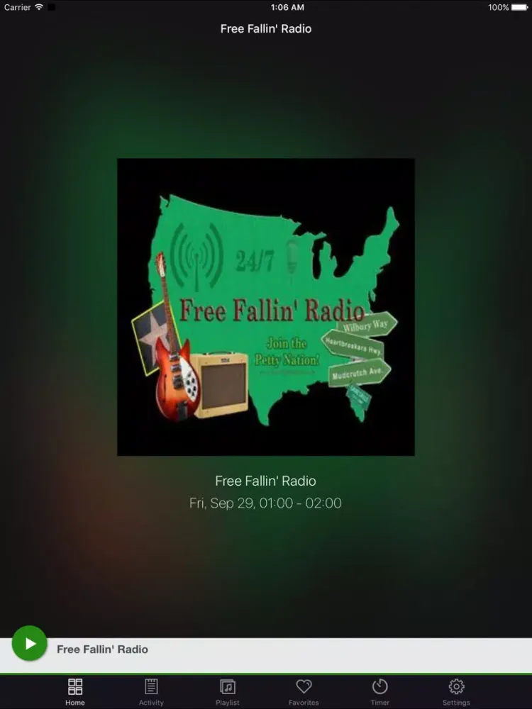 Free-Fallin' Radio iPad  Screenshots