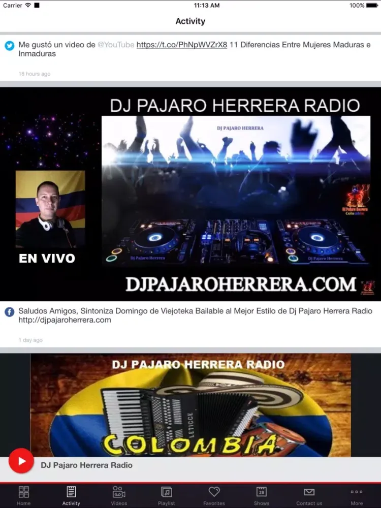 Captures d'écran de DJ Pajaro Herrera Radio iPad 