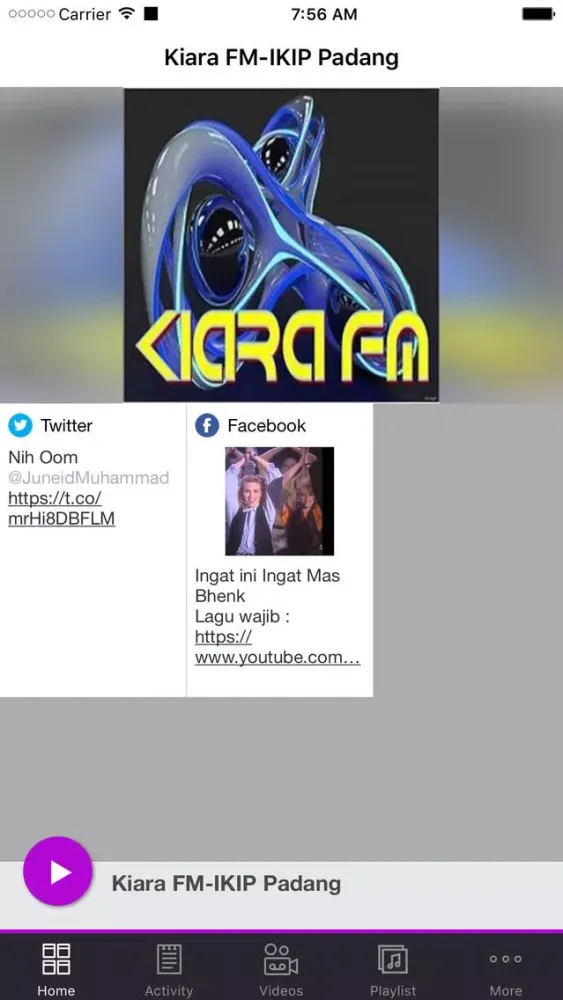 Tangkapan skrin Kiara FM-IKIP Padang