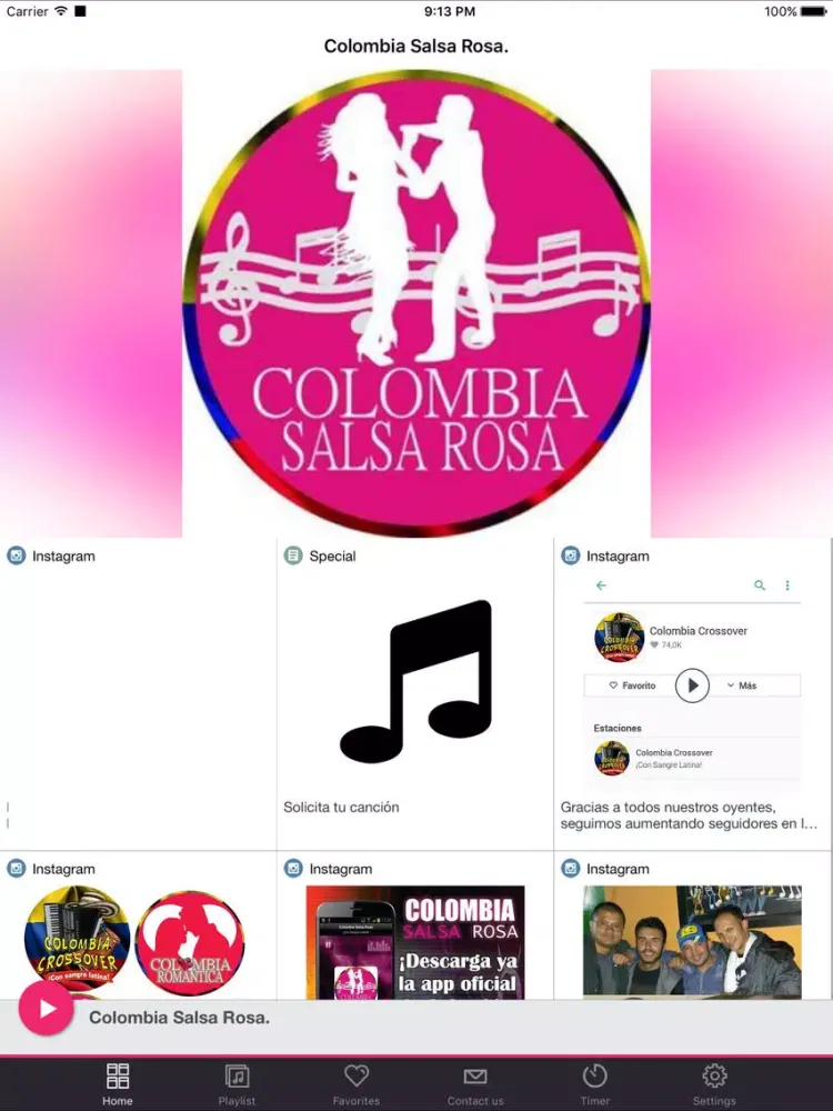 Tangkapan skrin Colombia Salsa Rosa. iPad 