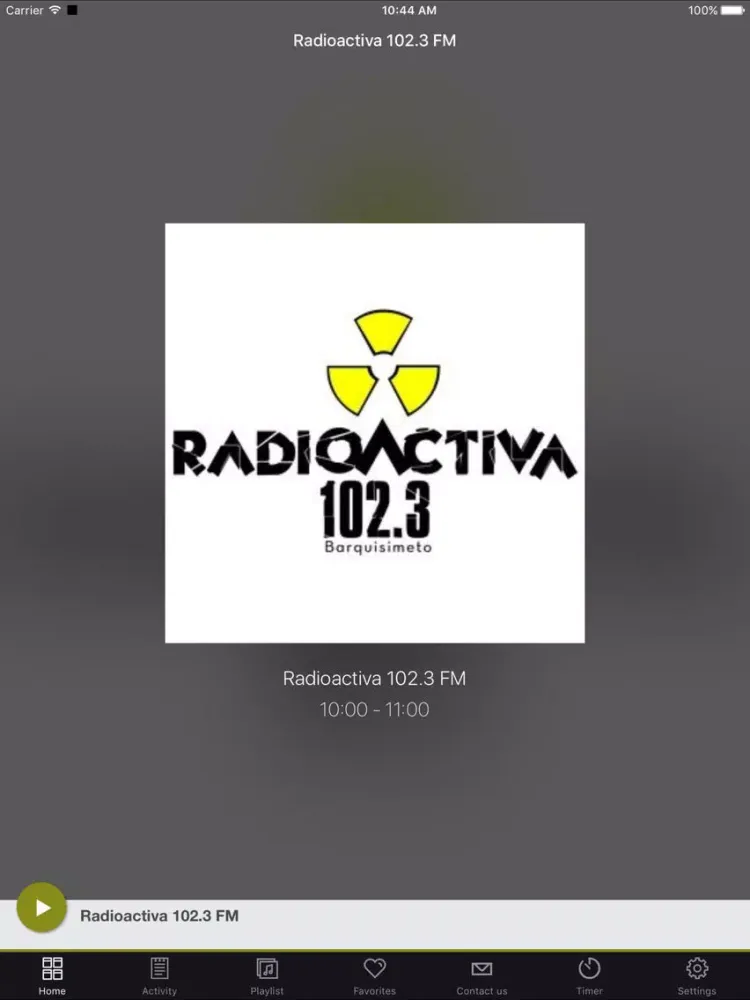 Tangkapan skrin Radioactiva 102.3 FM iPad 