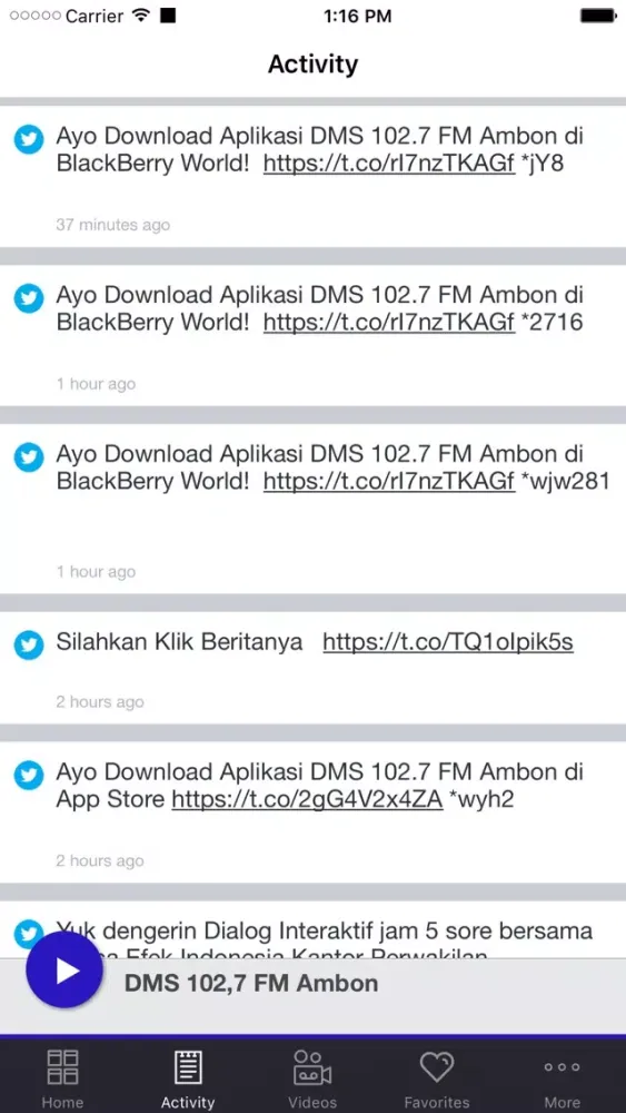 Capturas de tela do DMS 102.7 FM Ambon