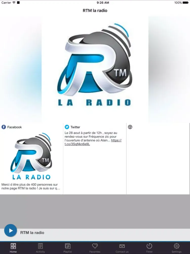 Captures d'écran de RTM la radio iPad 