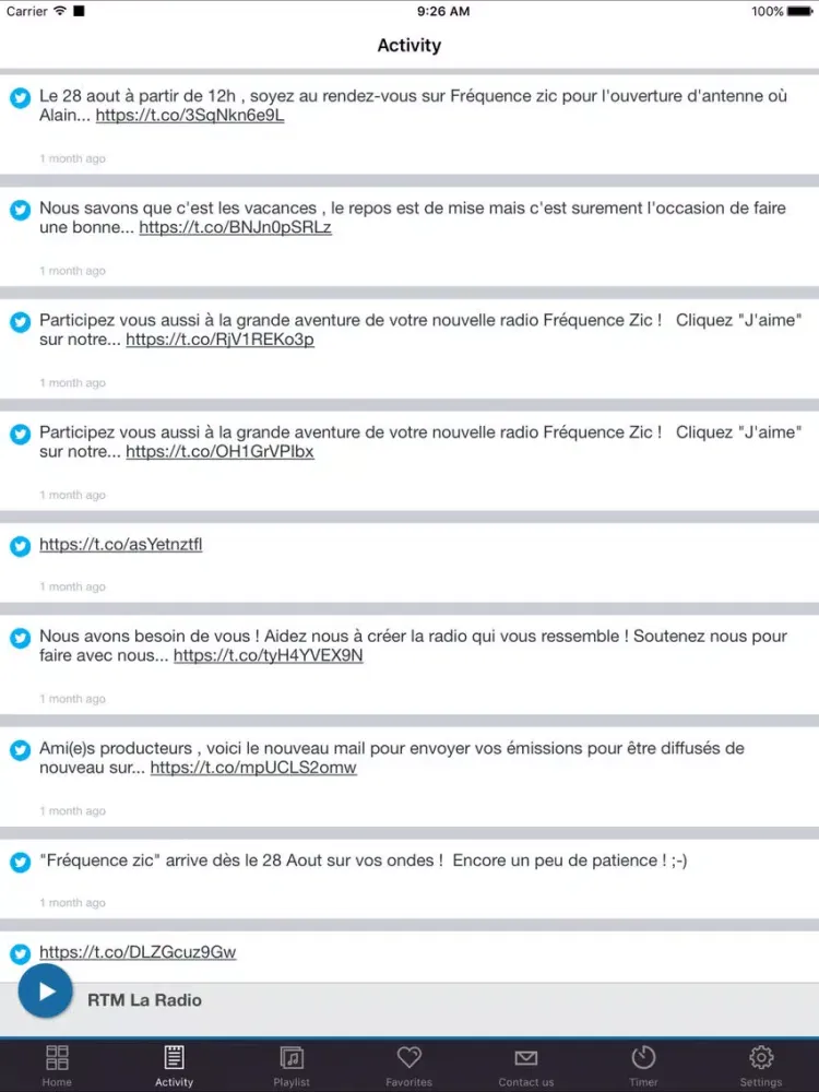 Captures d'écran de RTM la radio iPad 