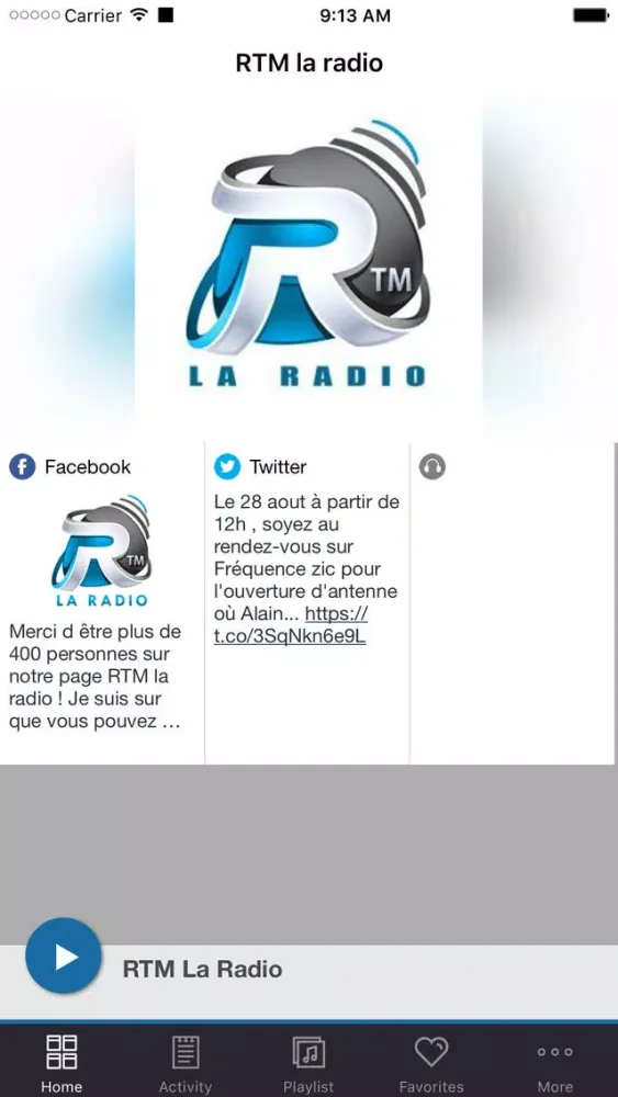 Captures d'écran de RTM la radio