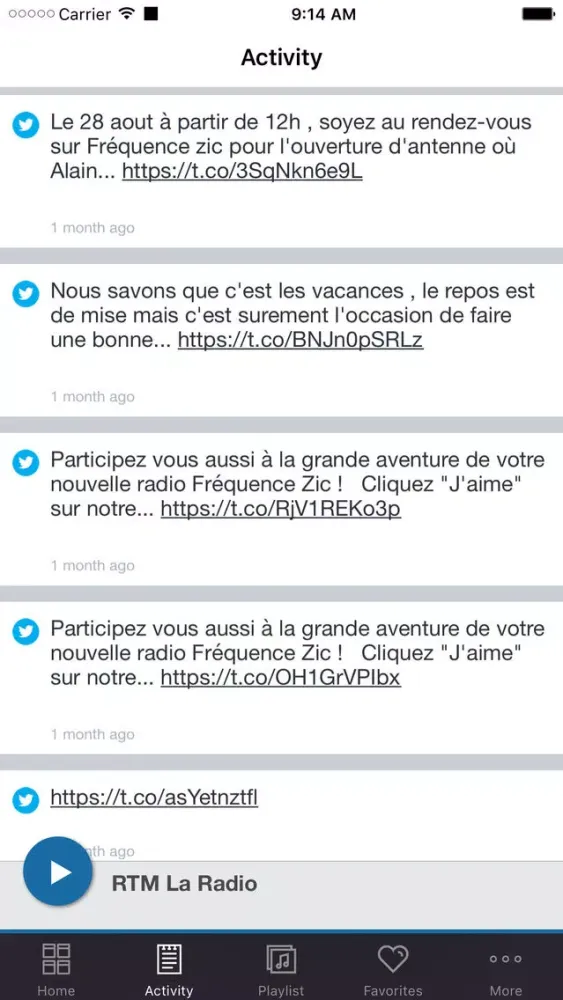 Captures d'écran de RTM la radio