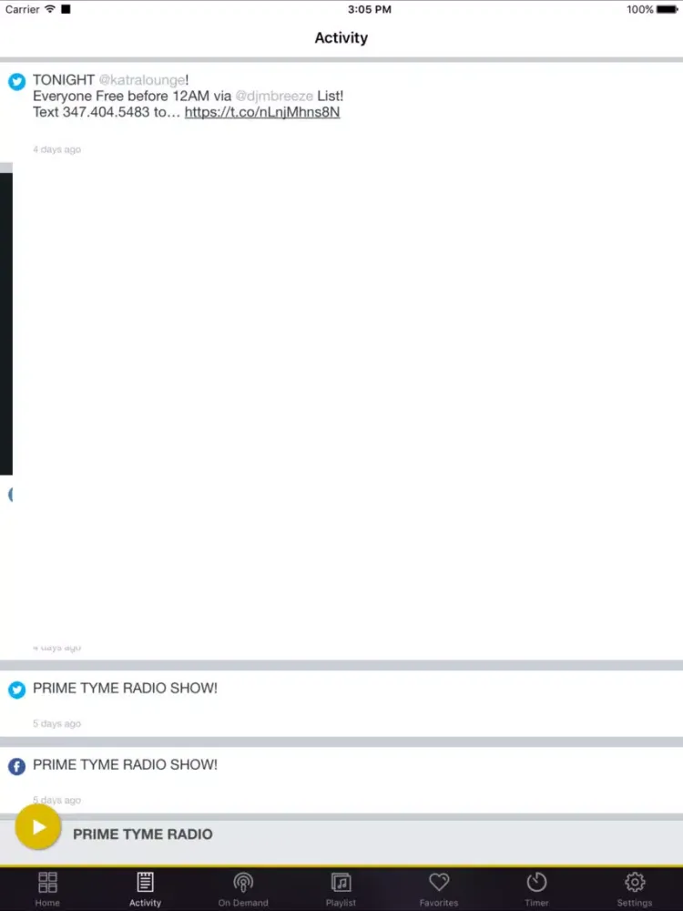 Ảnh chụp màn hình của PRIME TYME RADIO iPad 