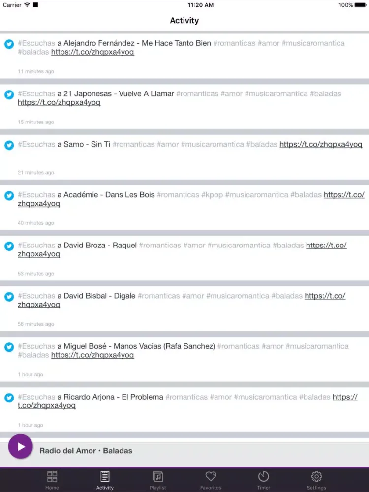 Captures d'écran de Radio del Amor • Baladas iPad 