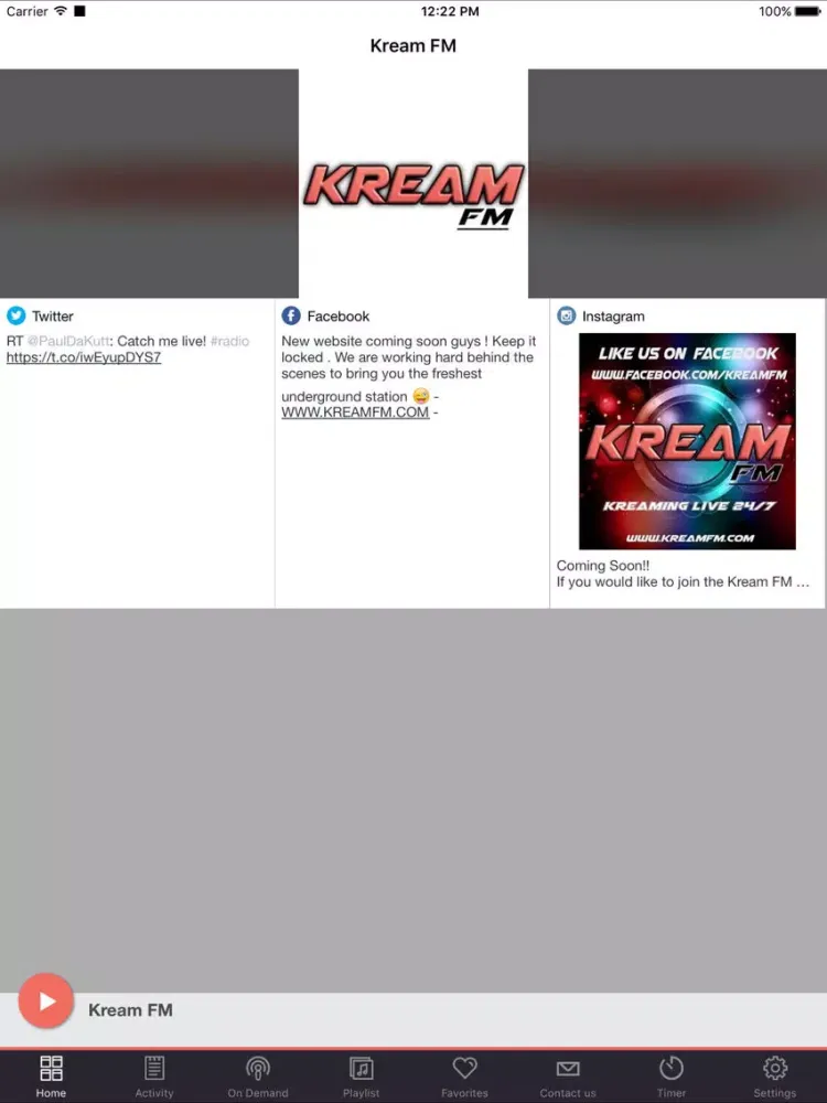 Скриншоты Kream FM iPad 