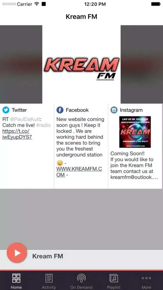 Скриншоты Kream FM
