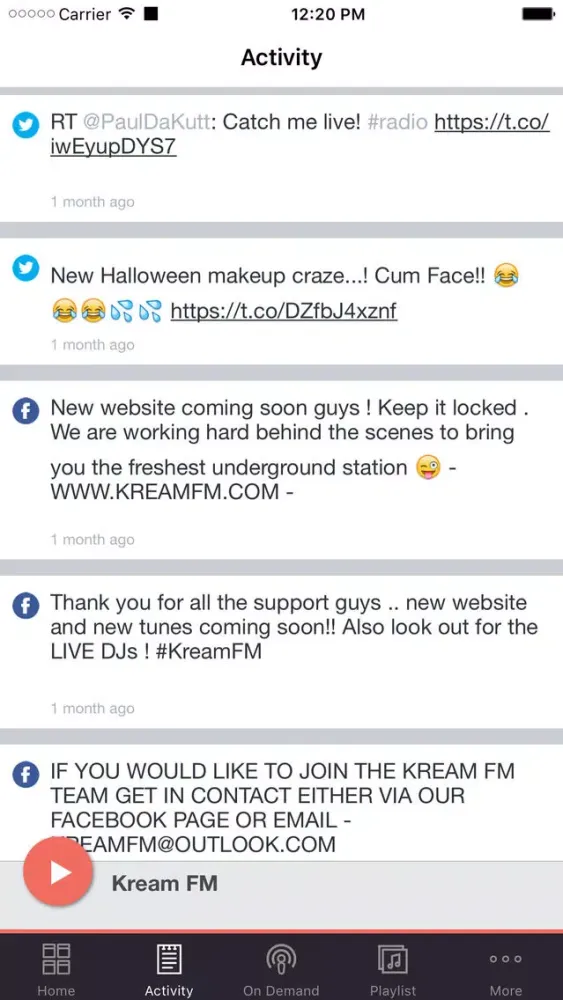 Скриншоты Kream FM