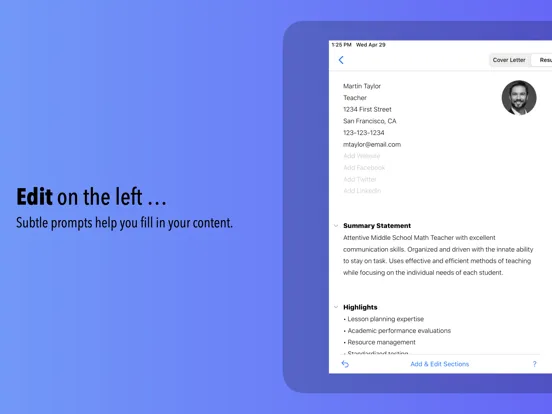صور Resume Builder by Nobody iPad 
