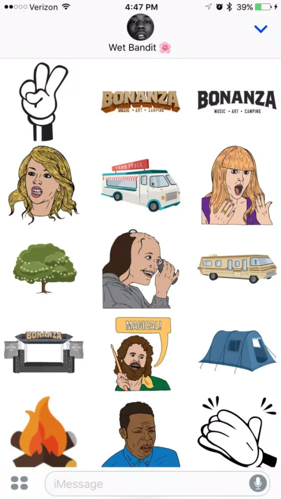 Capturas de pantalla de The Official Bonanza Campout Sticker App