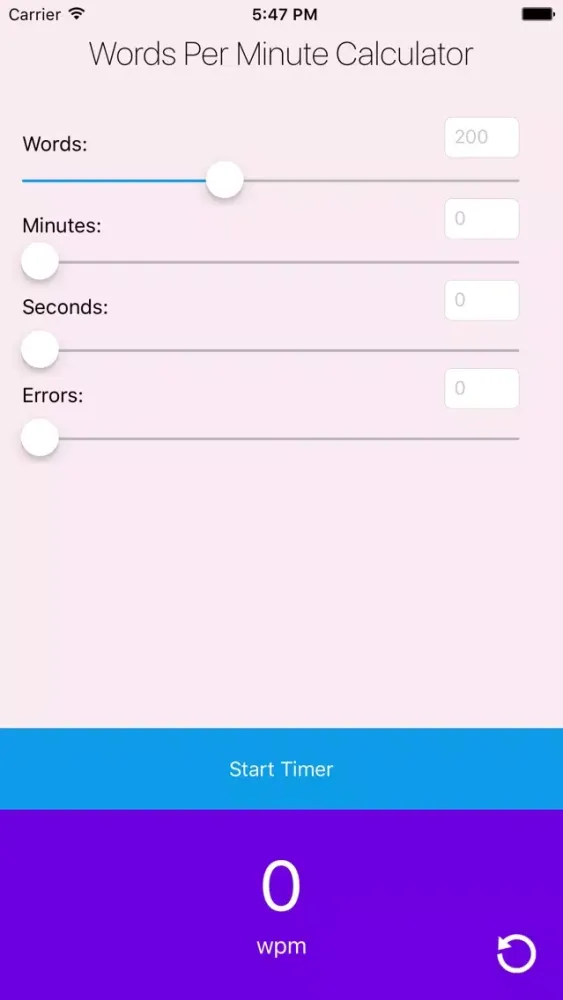 Capturas de tela do Words Per Minute Calculator