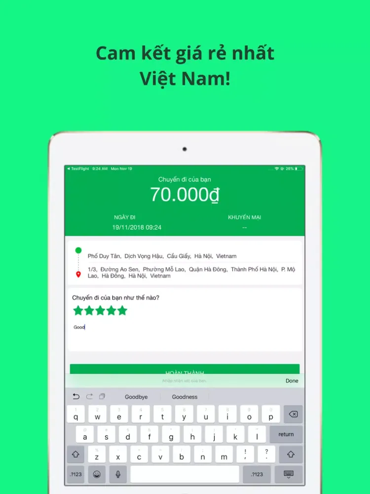 Zrzuty ekranu VietGo - Đặt xe car bike taxi iPad 